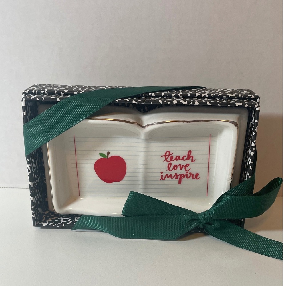 Dayna Lee Collection Trinket Tray Sz 5" Teach Love Inspire Apple Teacher Gift